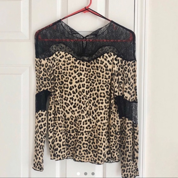 Zara Animal Print Lace Blouse - Picture 1 of 3